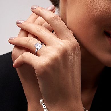 Stella Grace 10k White Gold 3 1/2 Carat T.W. Lab-Created Moissanite Emerald-Cut Solitaire Ring