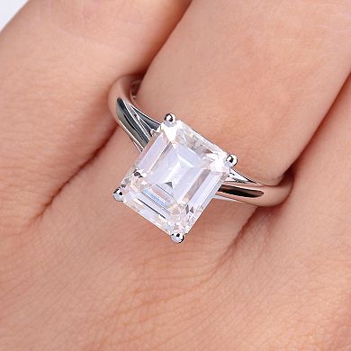 Stella Grace 10k White Gold 3 1/2 Carat T.W. Lab-Created Moissanite Emerald-Cut Solitaire Ring