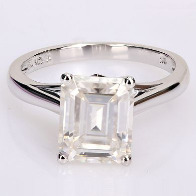 Stella Grace 10k White Gold 3 1/2 Carat T.W. Lab-Created Moissanite Emerald-Cut Solitaire Ring