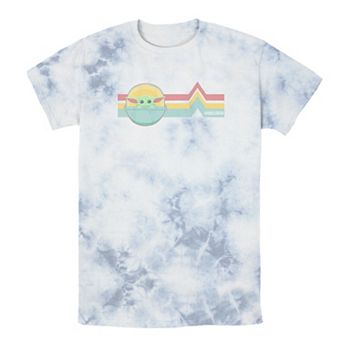Men's Star Wars The Mandalorian The Child Rainbow Chest Lines Tee