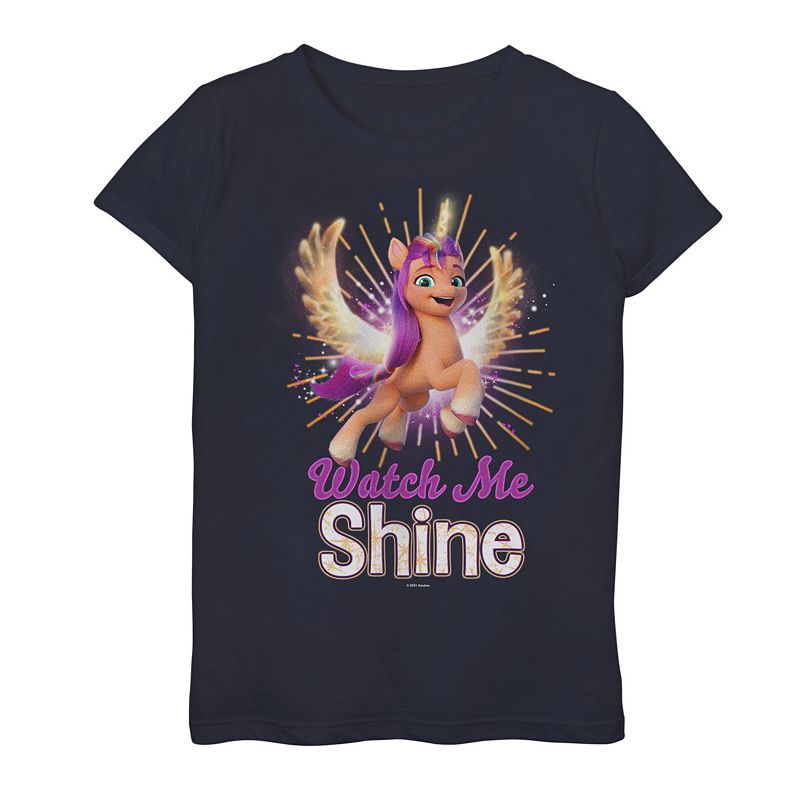 Girls 4-16 My Little Pony Alicorn Watch Me Shine Portrait Graphic Tee, Girl's, Size: Medium, Blue