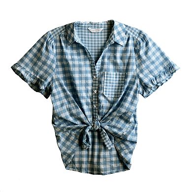 Women's LC Lauren Conrad Button-Front Curved Hem Top