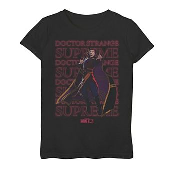 Girls 7-16 Girls Marvel What If Doctor Strange Supreme Text Stack Graphic Tee