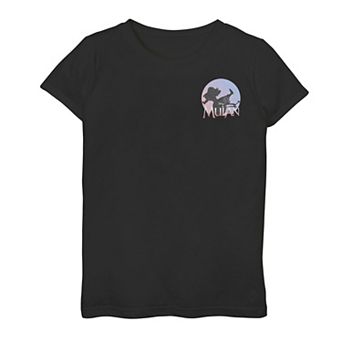 Girls 7-16 Girls Disney Princess Mulan Action Silhouette Logo Graphic Tee