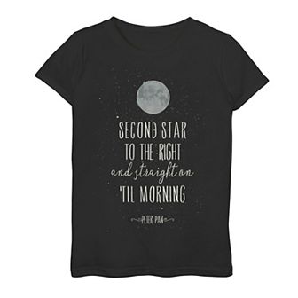 Disney's Peter Pan Second Star To The Right Moon & Stars Girls 7-16 Graphic Tee