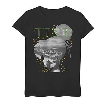 Disney's Peter Pan Tinkerbell Silhouette Fill London Bridge Girls 7-16 Graphic Tee