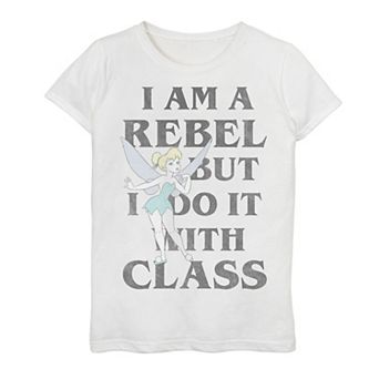 Disney's Peter Pan Tinkerbell I Am A Rebel But I Do It With Class Girls 7-16 Graphic Tee