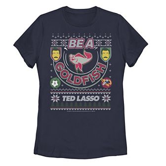 Juniors' Ted Lasso Be a Goldfish Sweater Christmas Graphic Tee