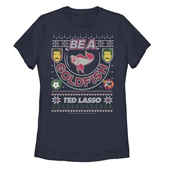 Juniors' Ted Lasso Be a Goldfish Sweater Christmas Graphic Tee