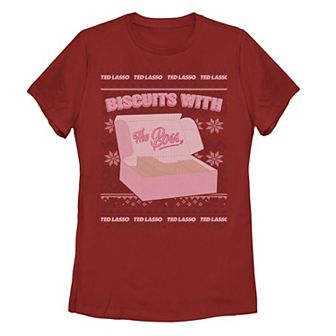Juniors' Ted Lasso Biscuit Sweater Holiday Graphic Tee