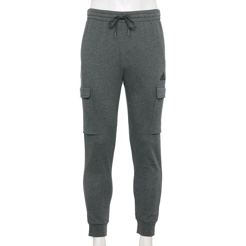 Mens adidas Essentials Tapered Fleece Cargo Pants, Size: Small, Dark Grey