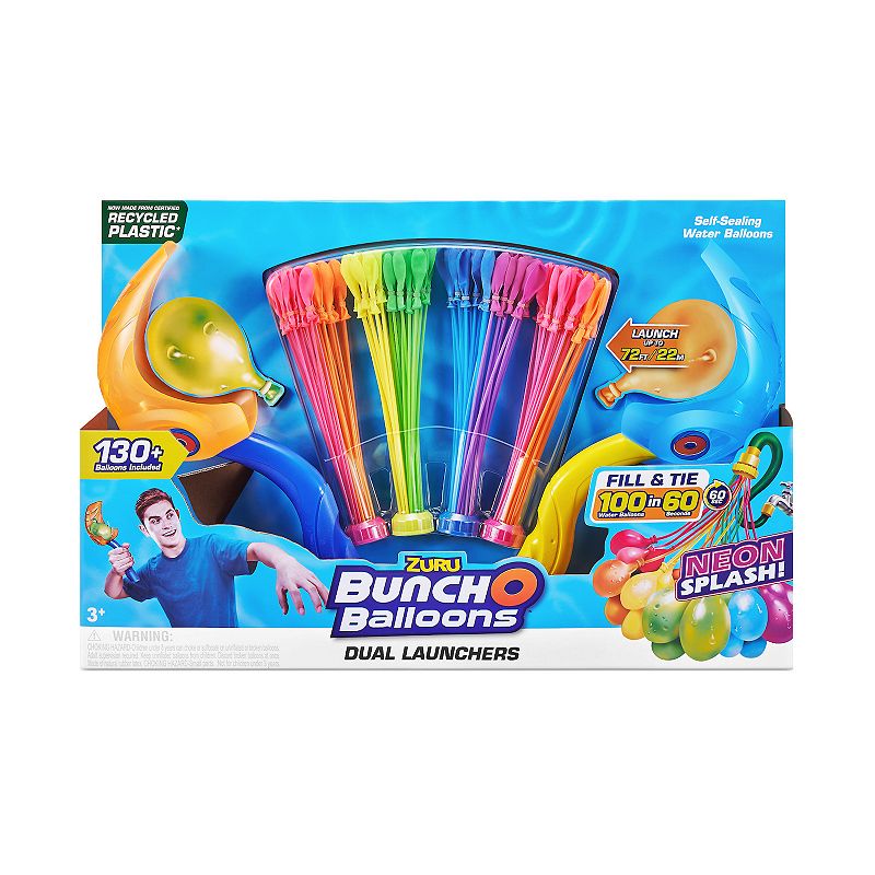 49760489 ZURU Bunch O Balloons 2 Launchers and 100 Neon Rap sku 49760489