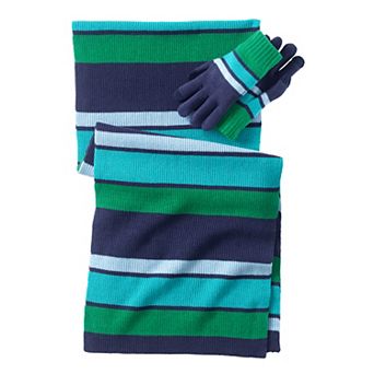 Men's Lands' End Knit Pattern Scarf & Gloves Set