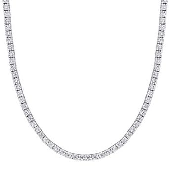 Stella Grace Sterling Silver 12 1/2 Carat T.W. Lab-Created Moissanite Tennis Necklace