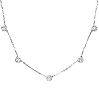 Stella Grace Sterling Silver 2 1/4 Carat T.W. Lab-Created Moissanite Station Necklace