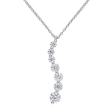 Stella Grace Sterling Silver 1 1/2 Carat T.W. Lab-Created Moissanite Journey Pendant Necklace