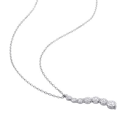 Stella Grace Sterling Silver 1 1/2 Carat T.W. Lab-Created Moissanite Journey Pendant Necklace