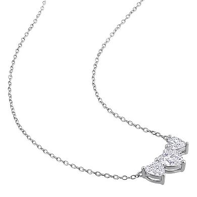 Stella Grace Sterling Silver 2 Carat T.W. Lab-Created Moissanite Triple Heart Necklace