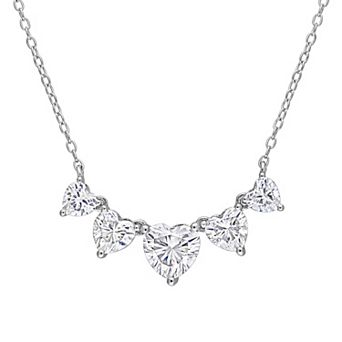 Stella Grace Sterling Silver 2 1/2 Carat T.W. Lab-Created Moissanite Multi-Heart Necklace