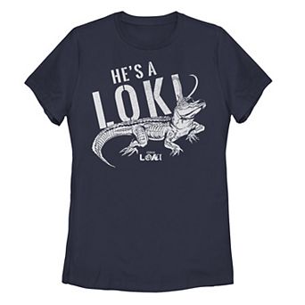 Juniors' Marvel Loki Alligator Loki "He's A Loki" Tee