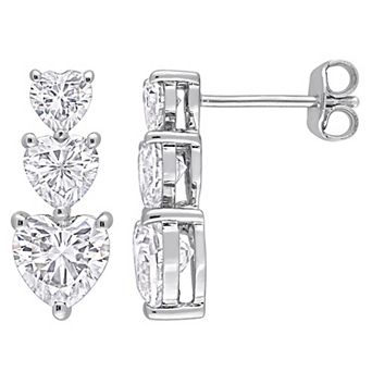 Stella Grace Sterling Silver 3 1/2 Carat T.W. Lab-Created Moissanite Graduated Triple Heart Earrings