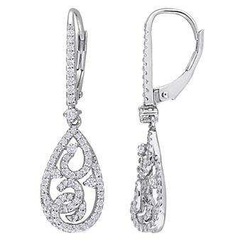 Stella Grace Sterling Silver 4/5 Carat T.W. Lab-Created Moissanite Leverback Dangle Earrings