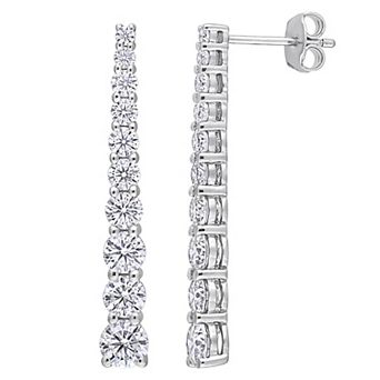 Stella Grace Sterling Silver 2 3/4 Carat T.W. Lab-Created Moissanite Journey Earrings