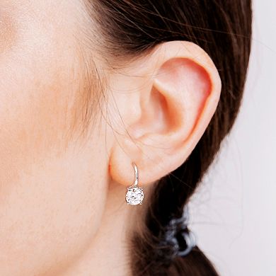 Stella Grace Sterling Silver 3 1/5 Carat T.W. Lab-Created Moissanite Solitaire Leverback Earrings