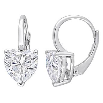 Stella Grace Sterling Silver 4 Carat T.W. Lab-Created Moissanite Heart Leverback Earrings