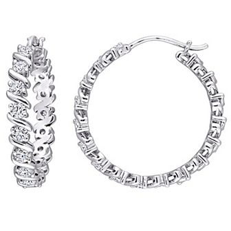 Stella Grace Sterling Silver 1 1/4 Carat T.W. Lab-Created Moissanite Hoop Earrings