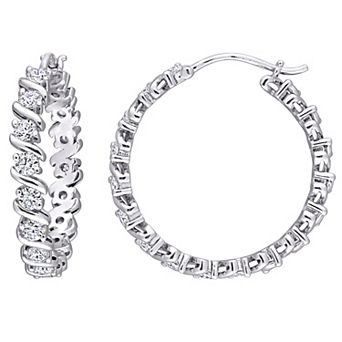 Stella Grace Sterling Silver 1 1/4 Carat T.W. Lab-Created Moissanite Hoop Earrings
