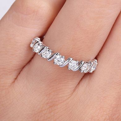 Stella Grace Sterling Silver 3/4 Carat T.W. Lab-Created Moissanite Semi-Eternity Band