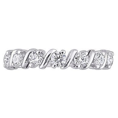 Stella Grace Sterling Silver 3/4 Carat T.W. Lab-Created Moissanite Semi-Eternity Band