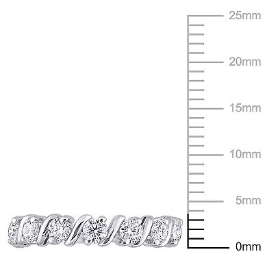 Stella Grace Sterling Silver 3/4 Carat T.W. Lab-Created Moissanite Semi-Eternity Band