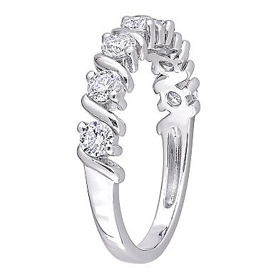 Stella Grace Sterling Silver 3/4 Carat T.W. Lab-Created Moissanite Semi-Eternity Band