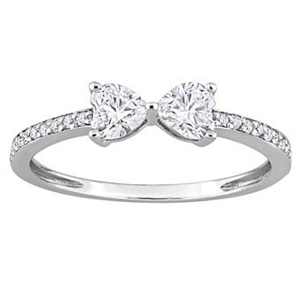Stella Grace Sterling Silver 3/5 Carat T.W. Lab-Created Moissanite Duo Heart Ring