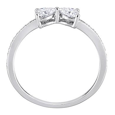 Stella Grace Sterling Silver 3/5 Carat T.W. Lab-Created Moissanite Duo Heart Ring