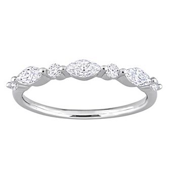 Stella Grace Sterling Silver 1/2 Carat T.W. Lab-Created Moissanite Semi-Eternity Ring
