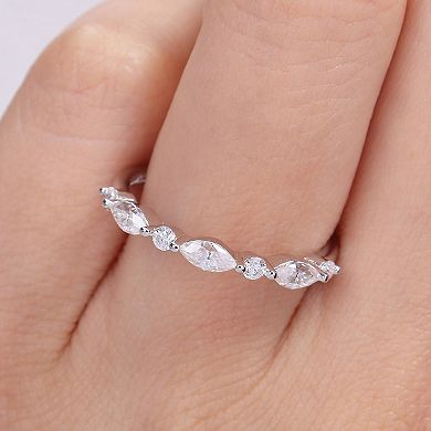 Stella Grace Sterling Silver 1/2 Carat T.W. Lab-Created Moissanite Semi-Eternity Ring