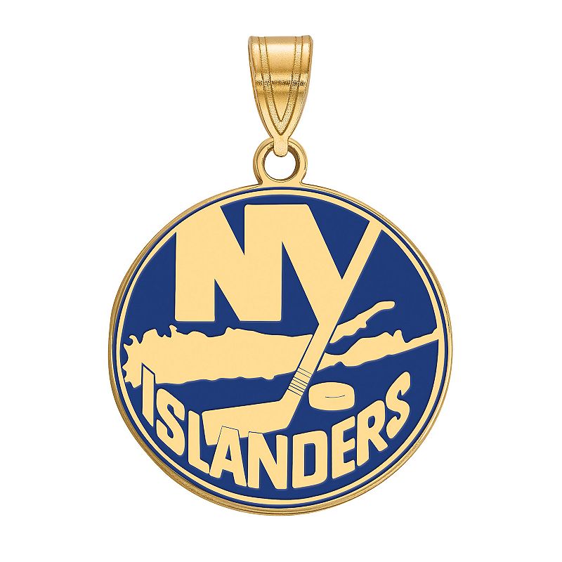 LogoArt New York Islanders Sterling Silver Large Enamel Logo Pendant, Women