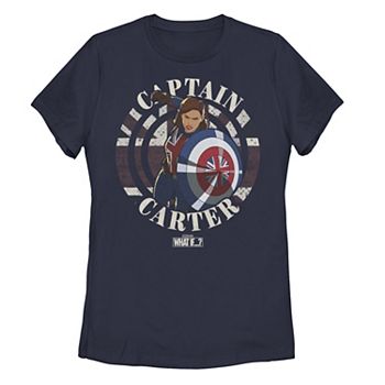 Juniors' Marvel What If Captain Carter Stamp Graphic Tee