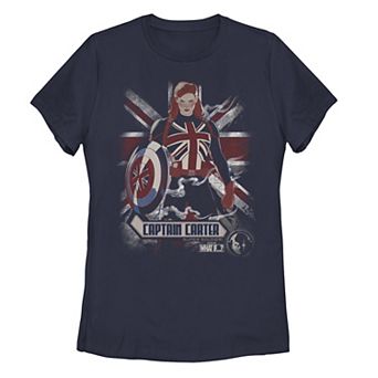 Juniors' Marvel What If Captain Carter Flag Poster Tee
