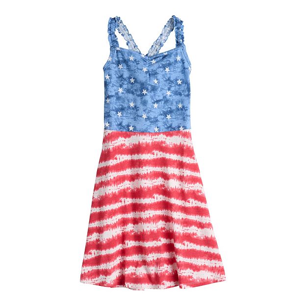 Girls red white blue dress hotsell