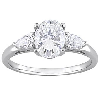 Stella Grace Sterling Silver 1 3/4 Carat T.W. Lab-Created Moissanite 3-Stone Engagement Ring