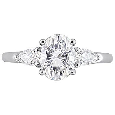 Stella Grace Sterling Silver 1 3/4 Carat T.W. Lab-Created Moissanite 3-Stone Engagement Ring