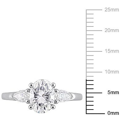 Stella Grace Sterling Silver 1 3/4 Carat T.W. Lab-Created Moissanite 3-Stone Engagement Ring