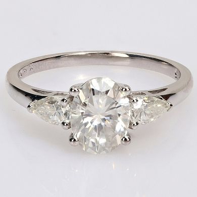 Stella Grace Sterling Silver 1 3/4 Carat T.W. Lab-Created Moissanite 3-Stone Engagement Ring