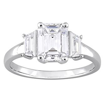 Stella Grace Sterling Silver 2 1/3 Carat T.W. Lab-Created Moissanite 3-Stone Engagement Ring