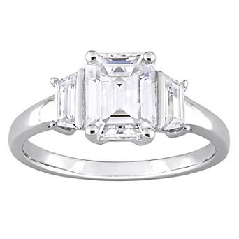 Stella Grace Sterling Silver 2 1/3 Carat T.W. Lab-Created Moissanite 3-Stone Engagement Ring