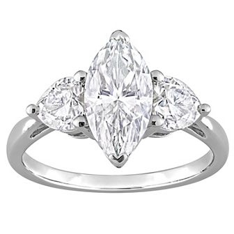 Stella Grace Sterling Silver 2 1/2 Carat T.W. Lab-Created Moissanite 3-Stone Engagement Ring